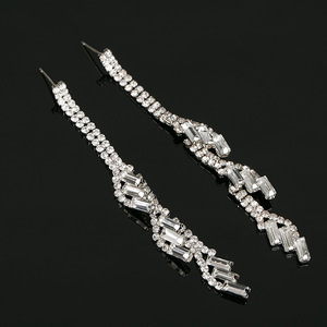 Boucles d'oreilles coréennes longues incrustées de strass, en stock, fournisseur d'usine <span class=keywords><strong>E327</strong></span> - Product Image 4