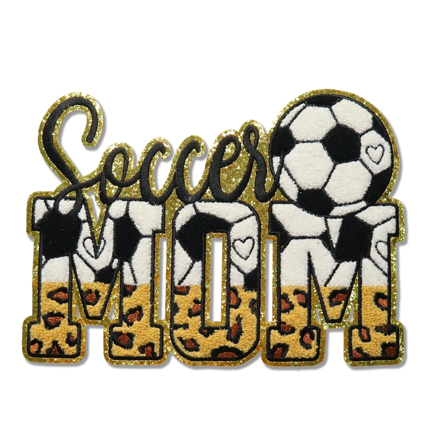 Wholesale Embroidery Soccer Large Logo Football Patch Iron On Sports Mom Chenille Patches For Clothing