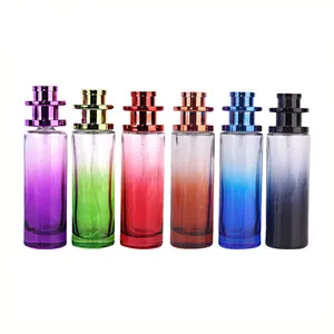 40ml Glass Perfume Bottle Gradually Colorful Thickened Round Cosmetics Spray Separately Bottled Cosmetics Press Empty Bottle