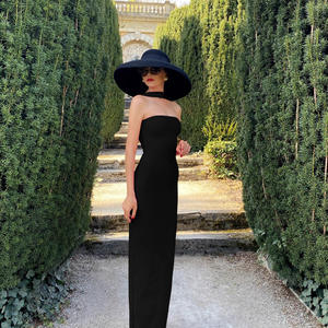 오프숄더 스트랩리스 섹시 여성 드레스 민소매 스트레이트 롱 바디콘 드레스 백리스 캐주얼 여름 파티 드레스 - Product Image 5