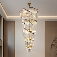 Lustre moderne personnalisé en cristal long et simple pour loft, appartement, villa, restaurant et salle à manger - Lustre LED finition or