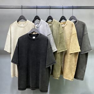 Camiseta de Manga Corta Unisex de Alta Calidad, 100% Algodón, 275G, Tejido de Punto, Estampado Informal, Estilo Vintage, Lavada, Lisa, Oversize, Desgastada - Product Image 1