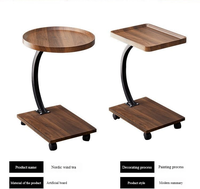 Table d'appoint carrée moderne en forme de C Table d'appoint extensible en bois pour canapé-lit Mini collation à café mobile pour salon salle à manger
