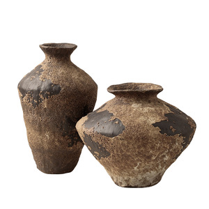 Lọ hoa gốm phong cách Wabi Sabi, thủ công, gốm thô, trang trí nhà cửa - Product Image 1