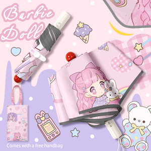 Paraguas Plegable Automático con Diseño de Dibujos Animados para Niñas, Protección UV, Material de Pongee, Seguro y Anti-Rebote - Product Image 2