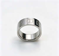 Unisex Vergoldeter Zirkon Edelstahl Tai Chi Yin-Yang Gravierter Breiter Ring Spirituelles Symbol Hochzeits- & Partygeschenk