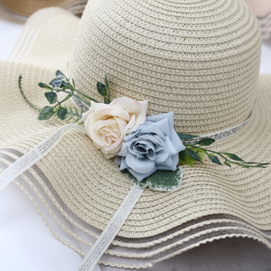 Cappello di paglia da donna alla moda estiva, cappello grande con Design a onde armoniche per la protezione solare da spiaggia - Product Image 1