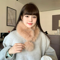Nouveau stock – Écharpe d'hiver en fausse fourrure de renard avec grande boule de fourrure pour femme, style coréen, col en fourrure avec boucle d'aspiration, écharpe en peluche