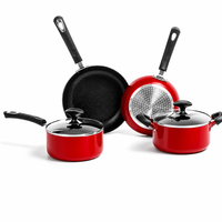 Ensemble de 6 ustensiles de cuisine antiadhésifs, ensemble de casseroles et poêles avec revêtement antiadhésif, ensemble de casseroles en aluminium avec revêtement antiadhésif