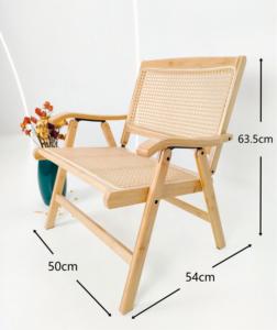 Silla plegable moderna de bambú con tejido de ratán para uso en el salón - Product Image 5