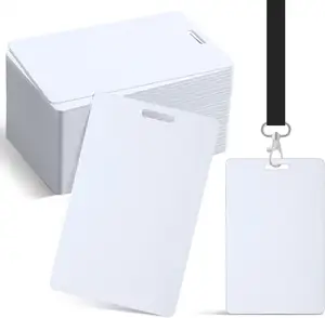 Delikli plastik PVC temassız akıllı çip kart erişim kontrolü NFC RFID kartlar ile düz beyaz