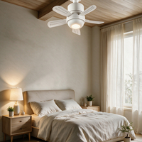 Ventilador de Techo Moderno Blanco ODM/OEM con Luz LED Cálida de 5 Aspas, Montaje Empotrado Tipo Cuenco, Doble Tamaño D400 D520 para Dormitorio