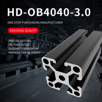 Profilé en aluminium extrudé industriel noir 4040 -3,0 mm, aluminium robuste 40 mm * 40 mm, matériau pour support de réservoir de poissons, établi, cadre