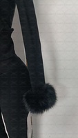 Ensemble de survêtement pour femme avec logo en strass, sweat à capuche d'hiver, bordure en fausse fourrure, capuche à pompon, poignets à cordon de serrage, tenue en deux pièces