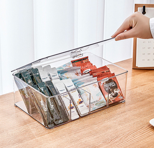Kapaklı DS1888 kozmetik saklama kutusu çekmece makyaj organizatör plastik çay poşeti bölünmüş depolama organizatör konteyner kutusu - Product Image 6