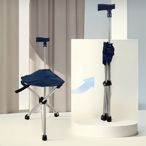 <b>Folding</b> Walking Stick <b>Stool</b> Aluminum Alloy Lightweight Multifunctional For Elderly Mobility Aid With Rubber Tip - Product Image 1