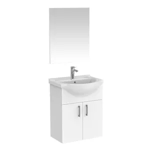 Huida New 55cm size Two Doors 16mm particle board with melamine paper high gloss white color Bathroom Furniture Set