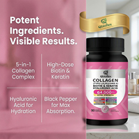 Cápsulas Blanqueadoras de Piel con Colágeno, Biotina y Queratina de Marca Privada OEM, Suplemento Antienvejecimiento para Cabello y Uñas, Gran Venta en Amazon