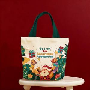 <b>Christmas</b> Shopping Tote <b>Bag</b> 12/14/16/18 Oz Canvas <b>Bag</b> Eco Friendly Black Friday Holiday Season <b>Gift</b> - Product Image 6