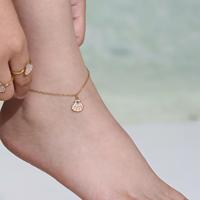 Bracelet pour bébé en plaqué or 18 carats, tendance, anneaux en acier inoxydable, collier, chevillère en coquillage pour filles, bijoux