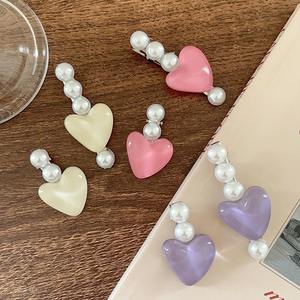 Pinzas <span class=keywords><strong>de</strong></span> pelo en forma <span class=keywords><strong>de</strong></span> corazón <span class=keywords><strong>de</strong></span> perla dulce coreana para mujeres y niñas, accesorios <span class=keywords><strong>de</strong></span> horquilla hechos a mano <span class=keywords><strong>de</strong></span> princesa a la moda, joyería para el cabello - Product Image 6