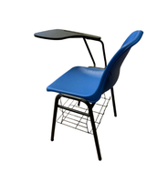 Chaise de classe moderne avec bureau pliable et accoudoirs - Chaise d'école en plastique durable et écologique pour la maison, le bureau et la salle de classe