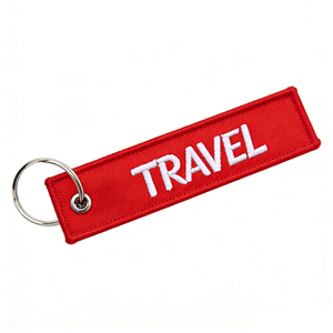 Custom Woven Fabric Keychain Embroidered Luggage Tag Rectangle Cloth <b>Key</b> <b>Ring</b> Travel <b>Bag</b> Accessory - Product Image 1