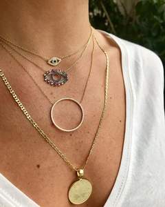 Promozione micro pavimenta cz placcato oro arcobaleno di colore fortunato dei monili turco dell'occhio diabolico della mano di hamsa pendente della <span class=keywords><strong>collana</strong></span> - Product Image 6