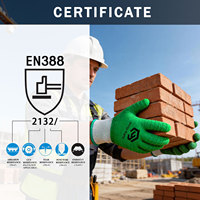 Gants de construction en gros, gants de sécurité industriels, 13 jauges, revêtement en latex vert, certifiés CE, antidérapants, résistants au froid