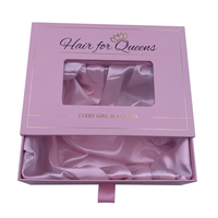 Boîtes en carton de luxe uniques avec tiroir pour extensions de cheveux, emballage de perruque rose de haute qualité, logo personnalisé