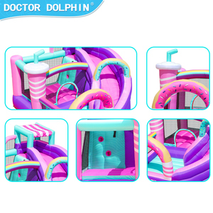 Castello Gonfiabile Estivo a Tema Delfino per Bambini, Scivolo Combinato, Capacità 3 Persone, 305x300x223cm - Product Image 5