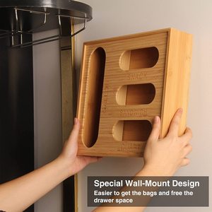 Bamboo Bag Organizer Storage Bags Storage Addreen Bamboo Sandwich Bag Organizer Box - Premium Wood Drawer Organizer For Food Storage Bags