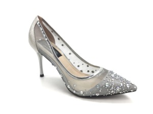 <b>Rhinestone</b> Pointed Toe High Heels Women Pumps Party Wedding Shoes Transparent PVC PU Rubber Solid Bridal Shoes <b>Mesh</b> <b>Top</b> Grade - Product Image 5