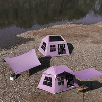 Tente de camping gonflable à installation instantanée, tente imperméable 4 saisons avec protection UV et moustiquaire pour la randonnée en plein air