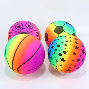 9 Inches Rainbow Beach Ball Ball Colorful Promotional Gift Inflatable Pvc Bounce Ball