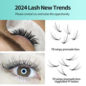 Lụa promade lông mi Mega nhiệt ngoại quan Nga khối lượng trước khi thực hiện khối lượng người hâm mộ 9D 0.05mm Camellia wispy Spike Lash mở rộng - Product Image 5