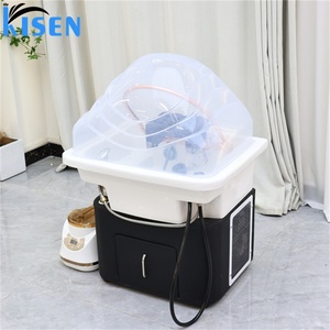 Équipement de lavage capillaire Kisen pour salon et spa, avec lavabo en céramique, raccordement de tuyaux et revêtement en cuir personnalisé, en promotion - Product Image 3