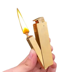 Luxury Outdoor kerosene lighter one button press catapult ignition, brass vintage personality sculpture collection