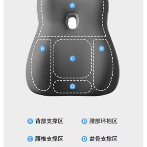 Almohada de Soporte Lumbar Gris Oscuro, Cojín Ergonómico para Respaldo de Silla de Oficina - Product Image 2