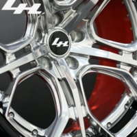 Juego de 2 Ruedas de Aleación Forjada de 17-24 Pulgadas, Plateadas y Pulimentadas, con Llantas Negras Brillantes y Centro Rojo, Personalizables con Cualquier Logotipo PCD, Compatibles con Todos los Autos