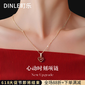 สร้อยคอจี้รูปหัวใจเคลือบสีแดง โซ่ทอง แฟชั่นสำหรับผู้หญิง สร้อยคล้องเสื้อ ของขวัญ เครื่องประดับ - Product Image 4