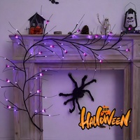 Lumière LED en rotin pour Halloween, ambiance d'horreur pour le Festival des Fantômes, lumière de simulation d'araignée et de chauve-souris, étanche pour l'extérieur, à intensité variable