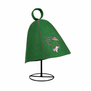 Breathable And Insulated Finnish Style Green Wool Felt <b>Sauna</b> Hat With Custom Embroidered Logo For Adults Spa <b>Sauna</b> Hat - Product Image 6