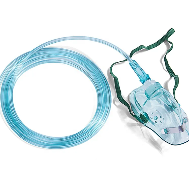 Mascarilla médica desechable de PVC, máscara de oxígeno con tubo, certificado
