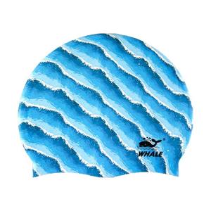 Bonnet de bain en silicone Whale, taille unique, imperméable, motif vague, unisexe, pour adultes et jeunes - Product Image 1