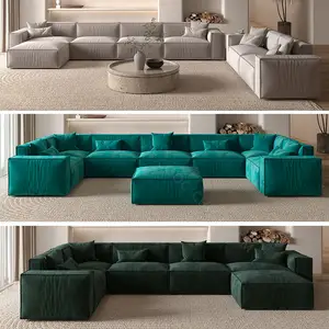 Modern KD Assembly Corner Sofa Modular Couch Fabric Gray Living Room Furniture Sectional Sofa Set