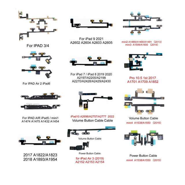 New For iPad 3 4 5 6 7 8 9 10 air mini 1 2 3 4 5 10.5 1st 2nd 3rd 4th 5th Power Switch Volume Button On/Off Flex Cable replace