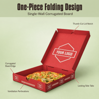 Boîte à pizza personnalisable avec impression de logo, boîte d'emballage à emporter en carton ondulé de qualité alimentaire pour restaurant, boulangerie