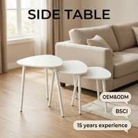 Table basse carrée traditionnelle en fer et table d'appoint, ensemble de 3 pièces pour le salon, meubles écologiques