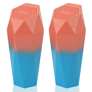 سلة مهملات صغيرة للسيارة، حاوية قمامة محمولة توضع في حامل الأكواب، سلة نفايات بلاستيكية صغيرة للسيارة - Product Image 1